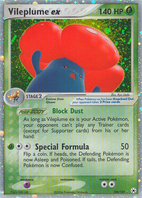 Vileplume ex Pokemon card (100/101, Hidden Legends)