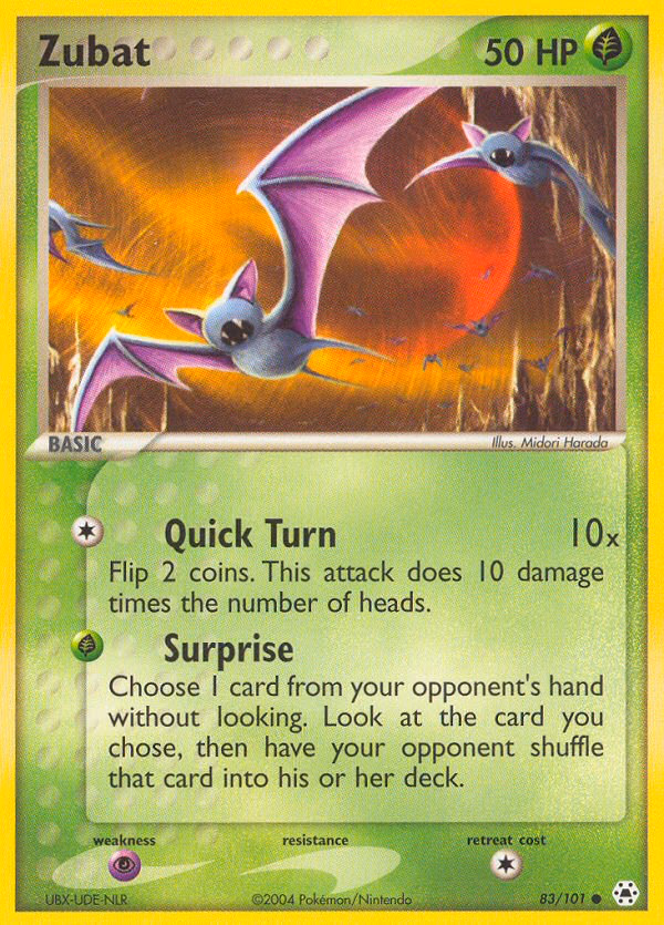 Zubat Pokemon card (83/101, Hidden Legends)