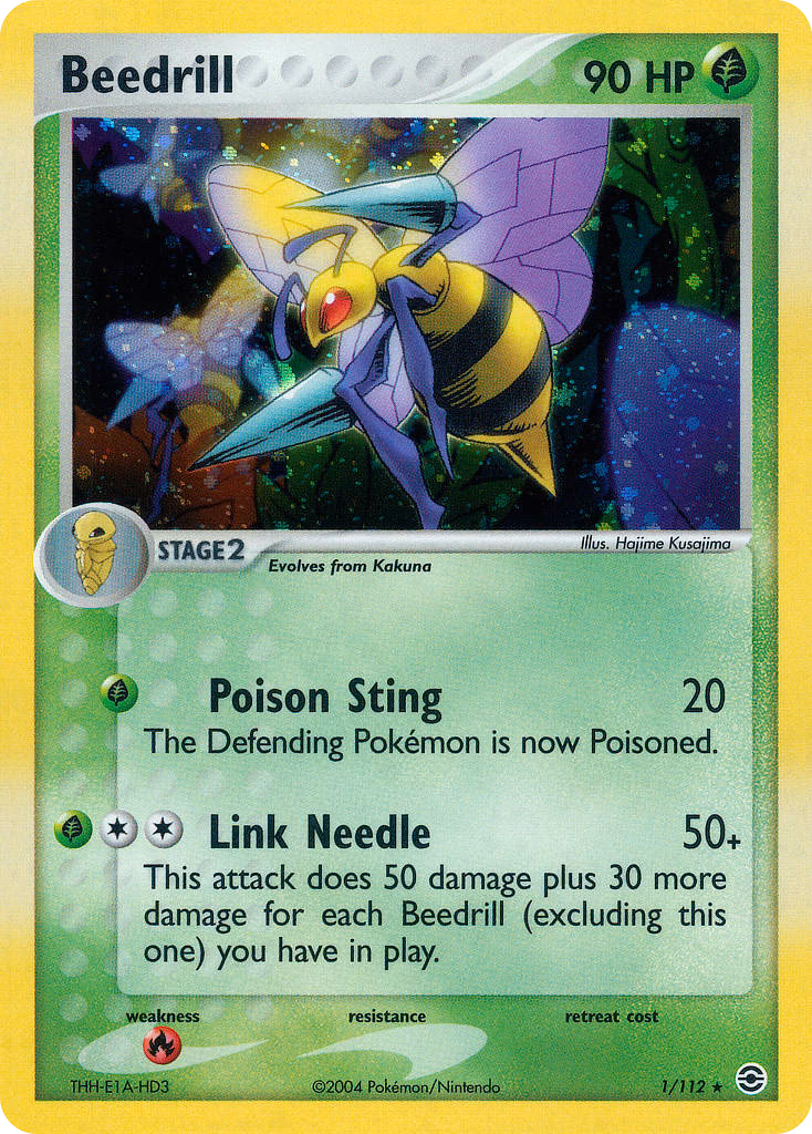 Beedrill Pokemon card (1/112, FireRed & LeafGreen)