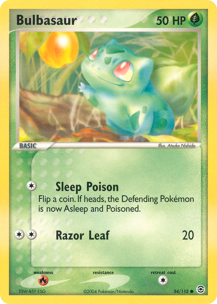 Bulbasaur Pokemon card (54/112, FireRed & LeafGreen)