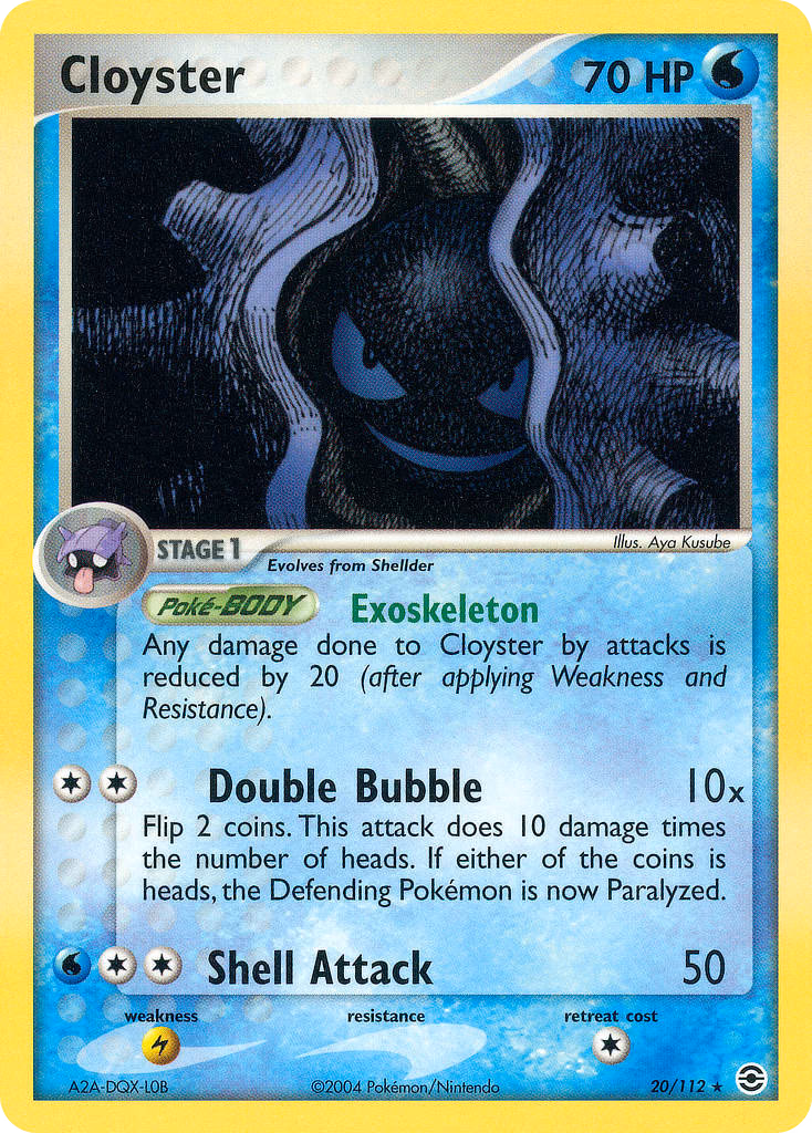 Cloyster Pokemon card (20/112, FireRed & LeafGreen)