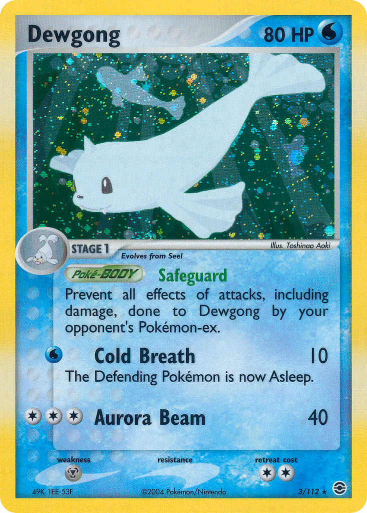 Dewgong Pokemon card (3/112, FireRed & LeafGreen)