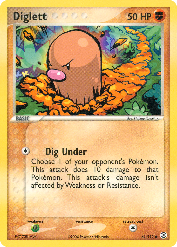 Diglett Pokemon card (61/112, FireRed & LeafGreen)