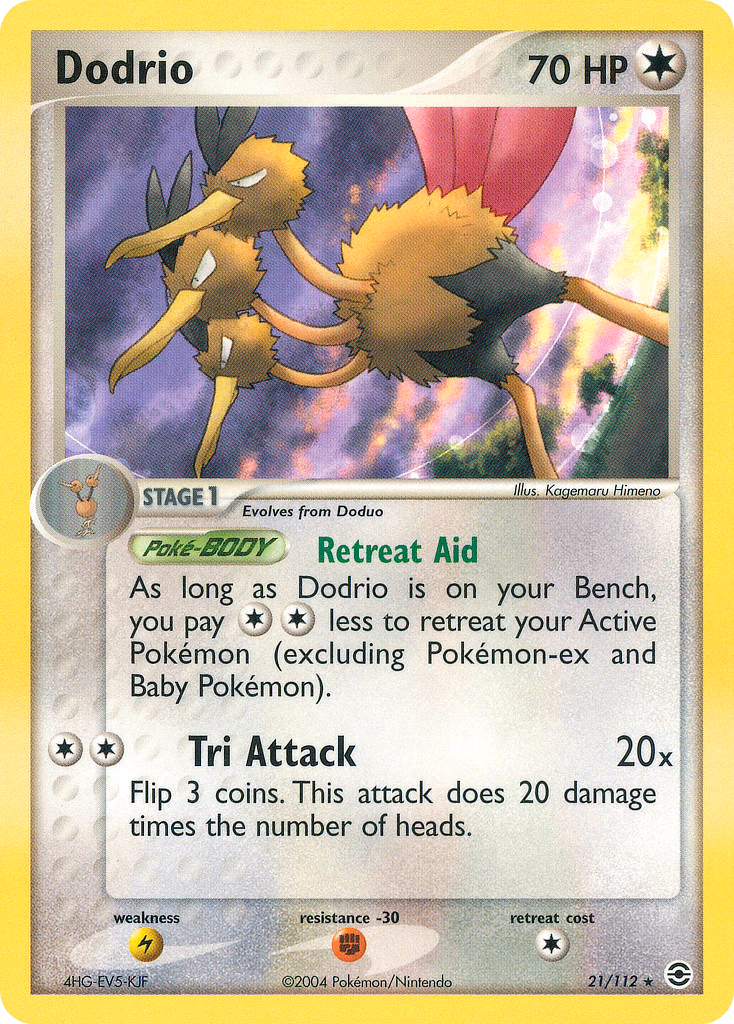 Dodrio Pokemon card (21/112, FireRed & LeafGreen)