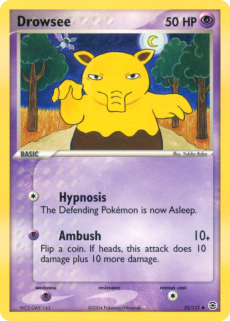 Drowzee Pokemon card (32/112, FireRed & LeafGreen)