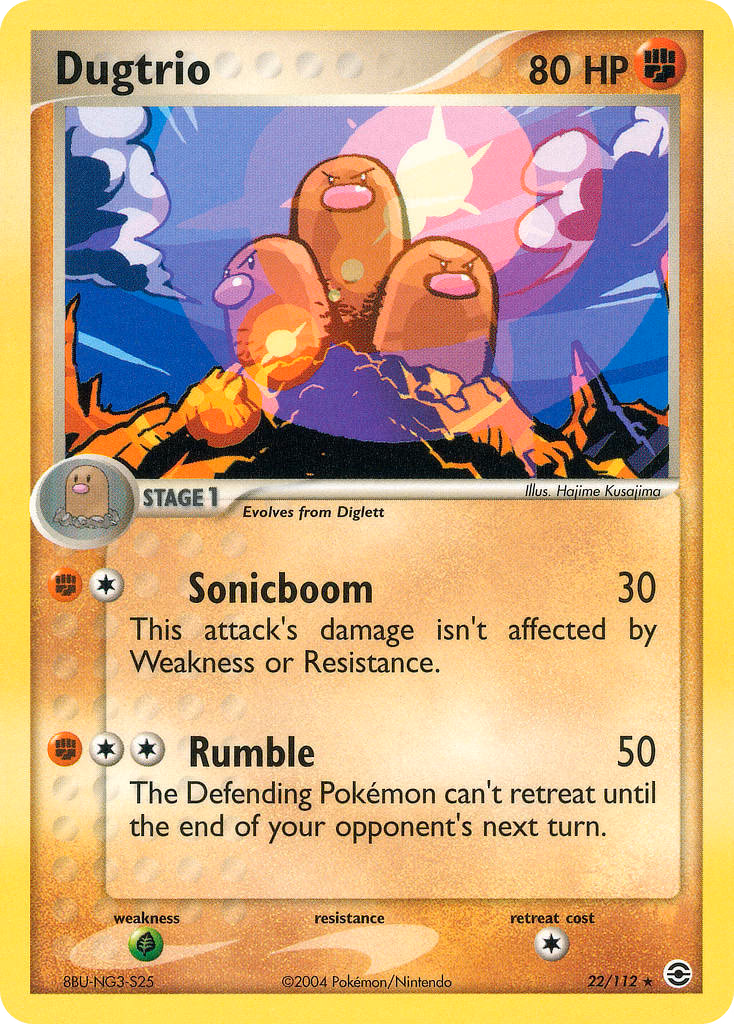 Dugtrio Pokemon card (22/112, FireRed & LeafGreen)