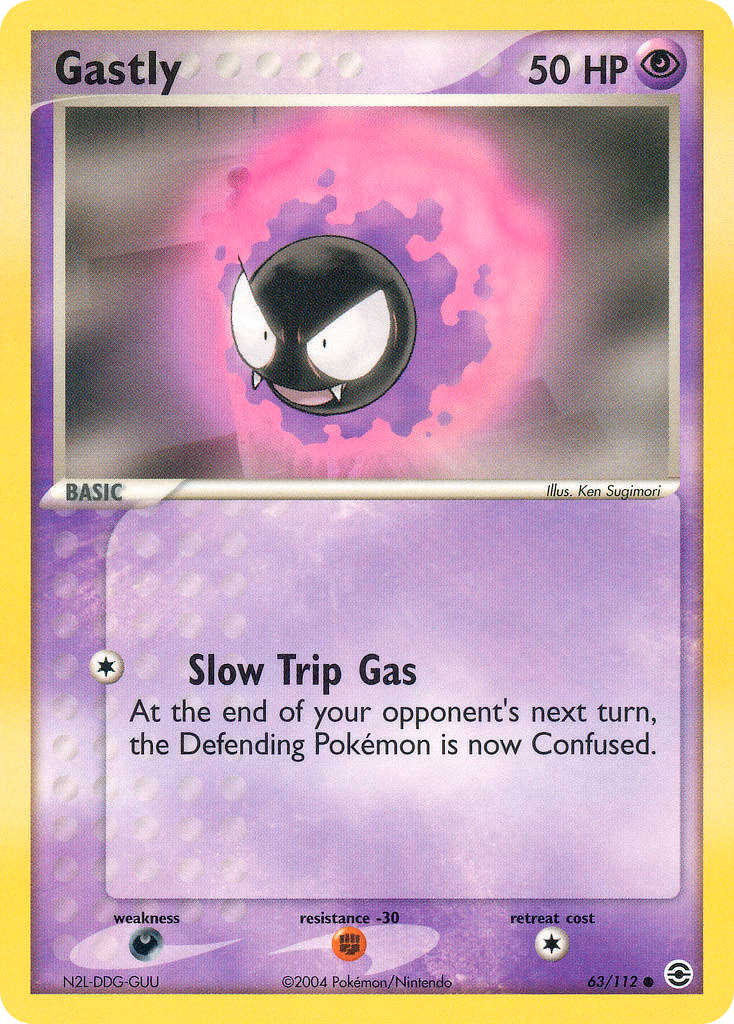 Gastly Pokemon card (63/112, FireRed & LeafGreen)