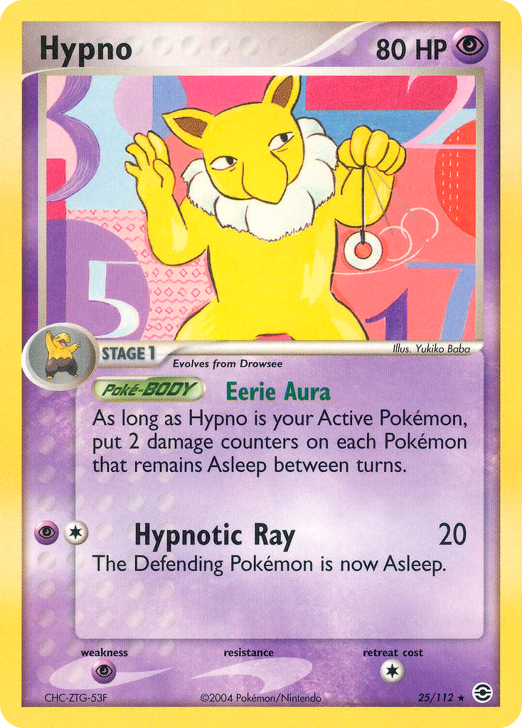 Hypno Pokemon card (25/112, FireRed & LeafGreen)