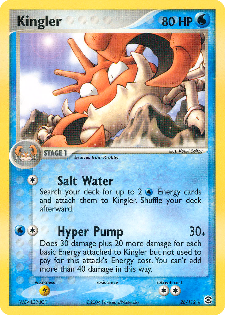 Kingler Pokemon card (26/112, FireRed & LeafGreen)