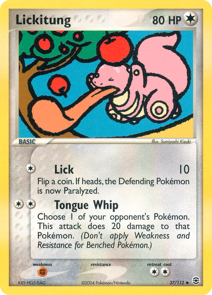 Lickitung Pokemon card (37/112, FireRed & LeafGreen)