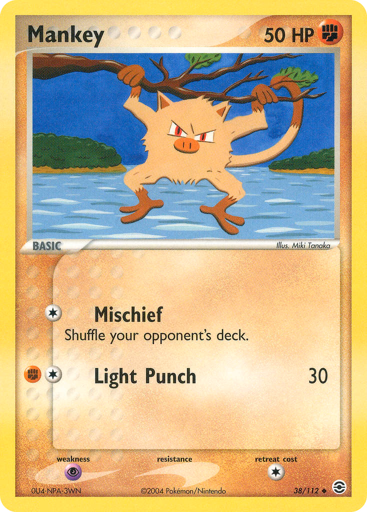 Mankey Pokemon card (38/112, FireRed & LeafGreen)