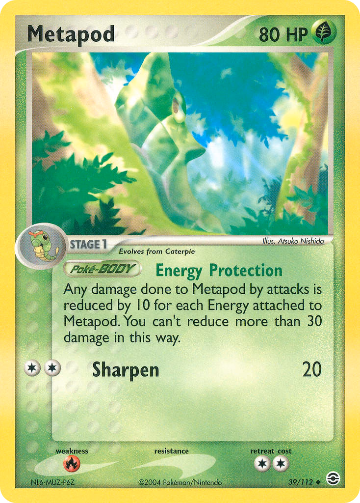 Metapod Pokemon card (39/112, FireRed & LeafGreen)