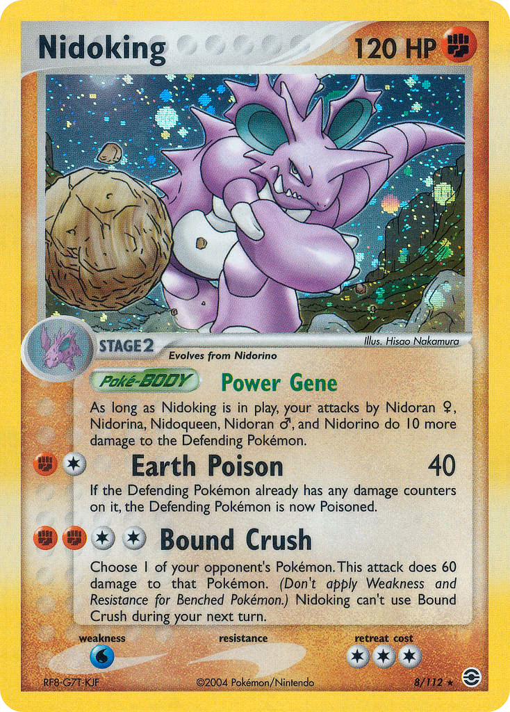 Nidoking Pokemon card (8/112, FireRed & LeafGreen)