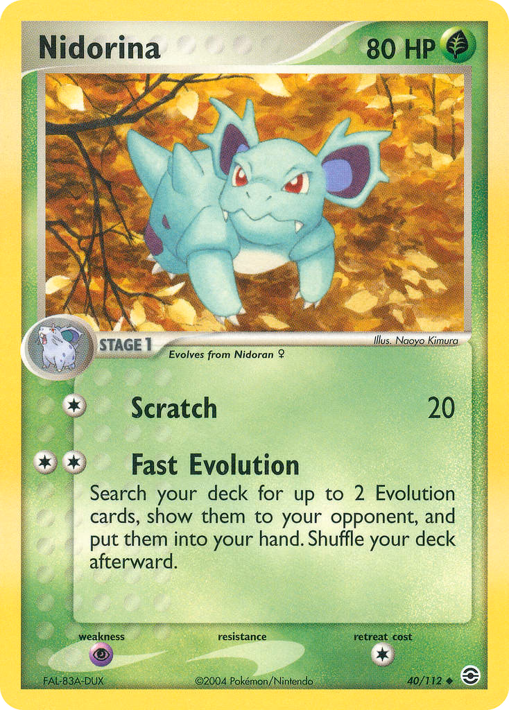 Nidorina Pokemon card (40/112, FireRed & LeafGreen)