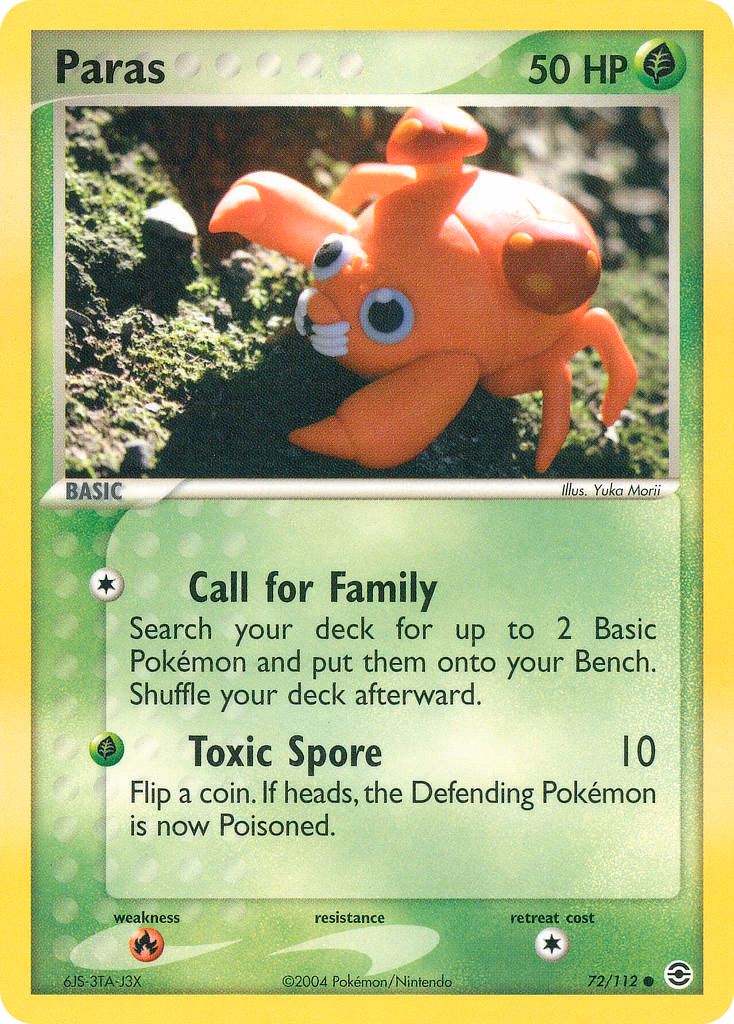 Paras Pokemon card (72/112, FireRed & LeafGreen)