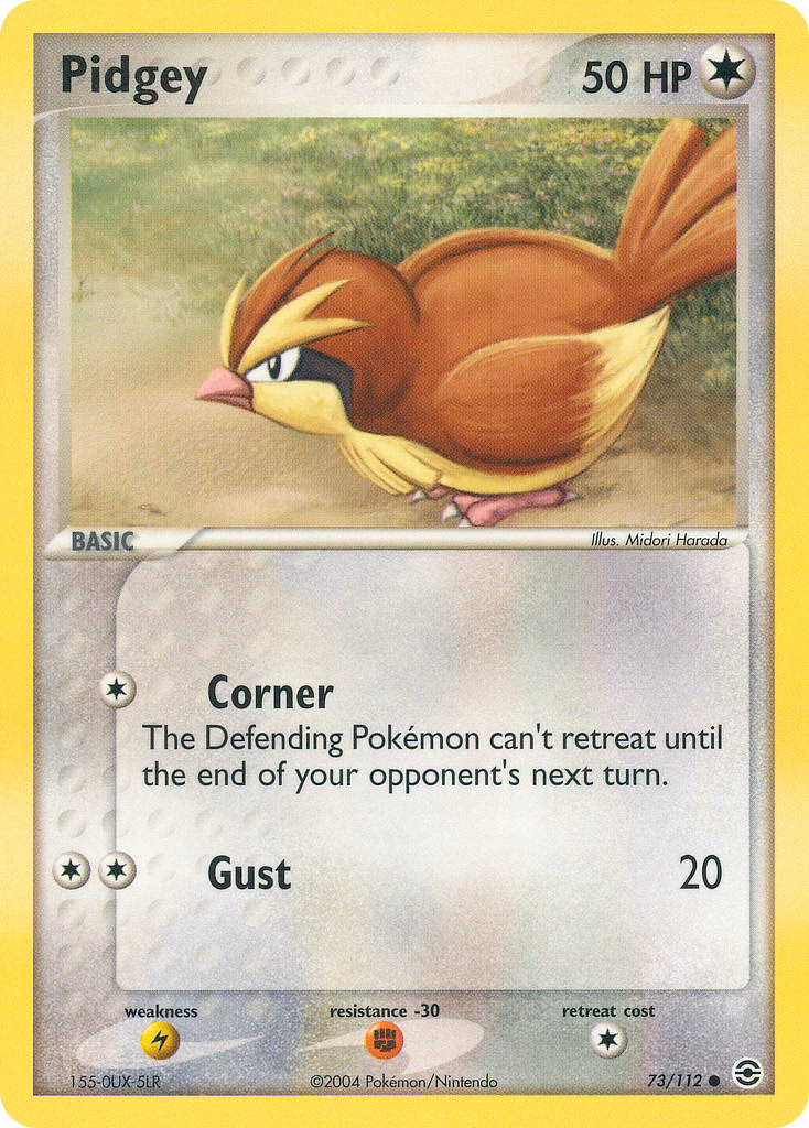 Pidgey Pokemon card (73/112, FireRed & LeafGreen)