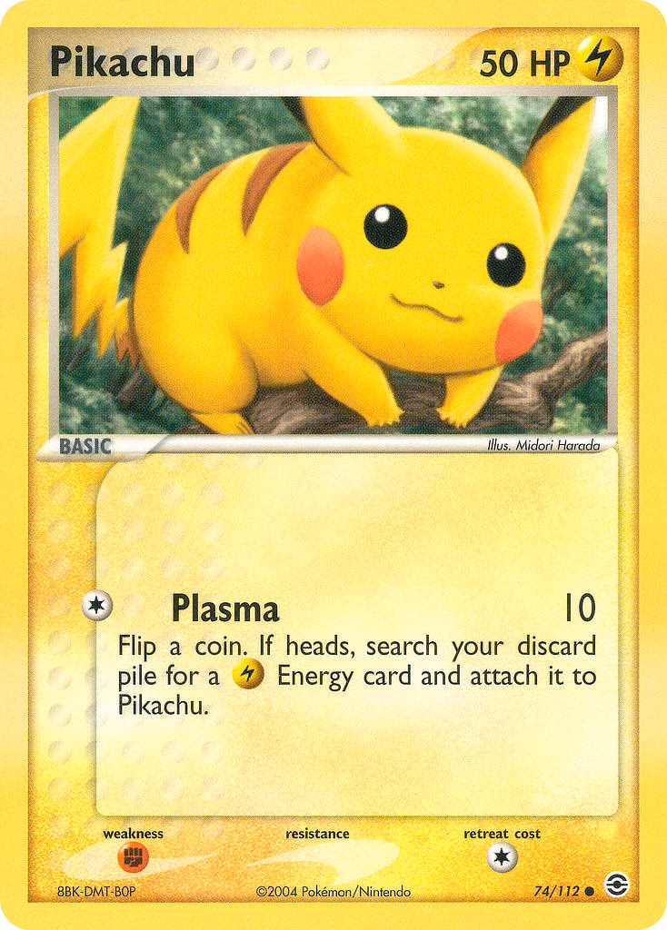 Pikachu Pokemon card (74/112, FireRed & LeafGreen)