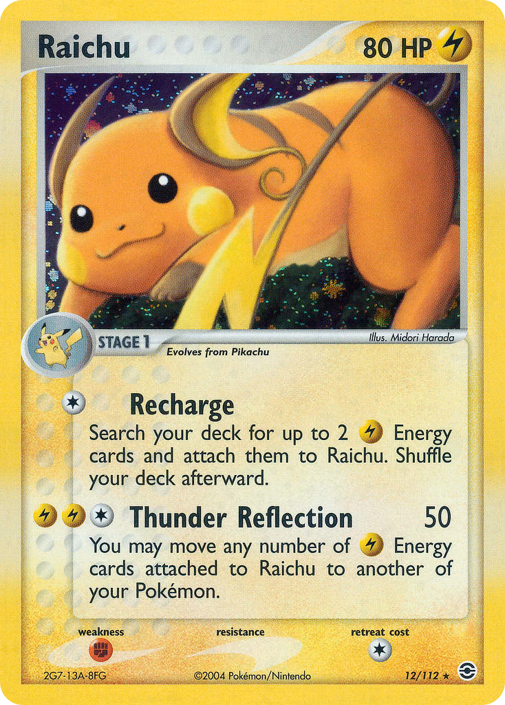 Raichu Pokemon card (12/112, FireRed & LeafGreen)