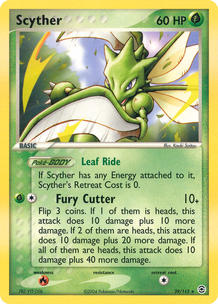 Scyther Pokemon card (29/112, FireRed & LeafGreen)