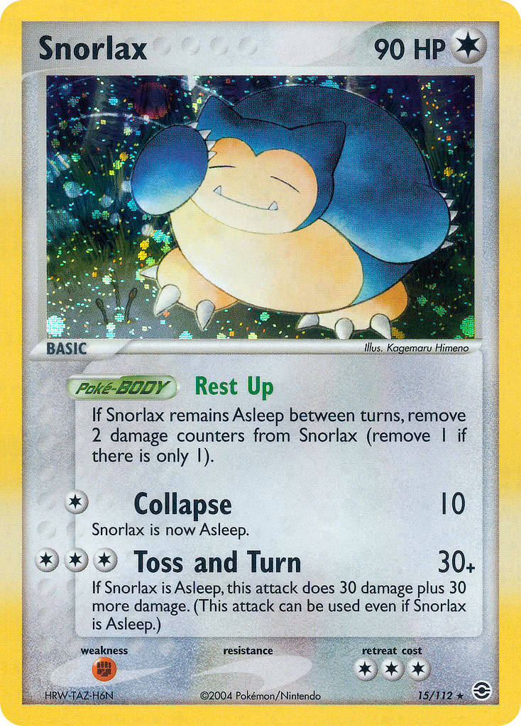 Snorlax Pokemon card (15/112, FireRed & LeafGreen)