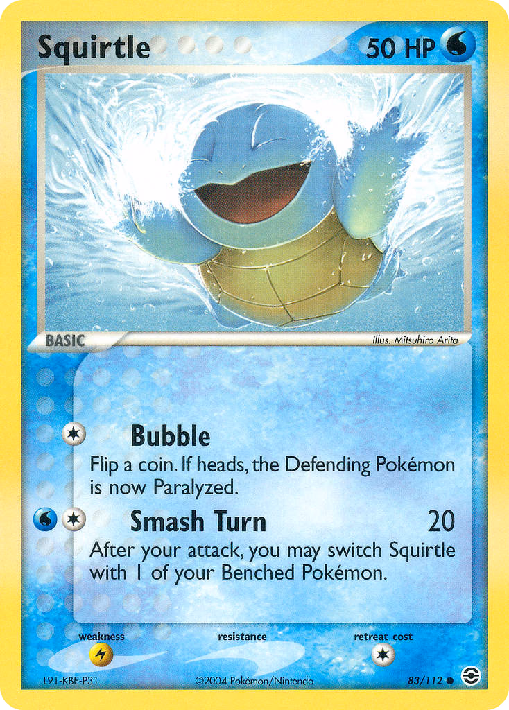 Squirtle Pokemon card (83/112, FireRed & LeafGreen)