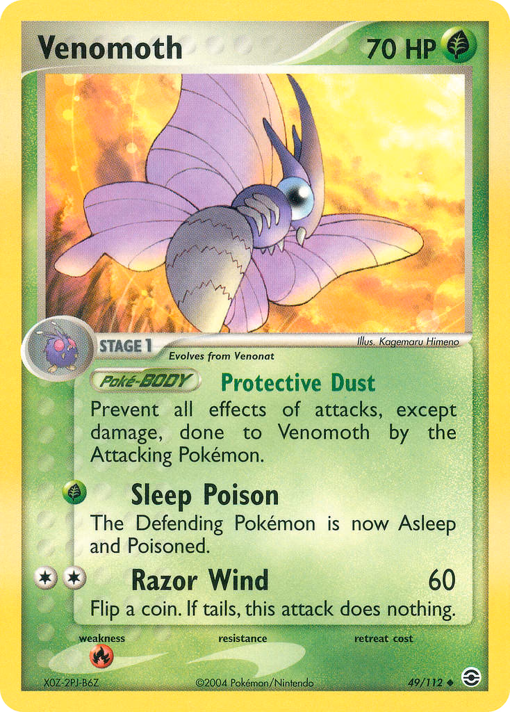 Venomoth Pokemon card (49/112, FireRed & LeafGreen)