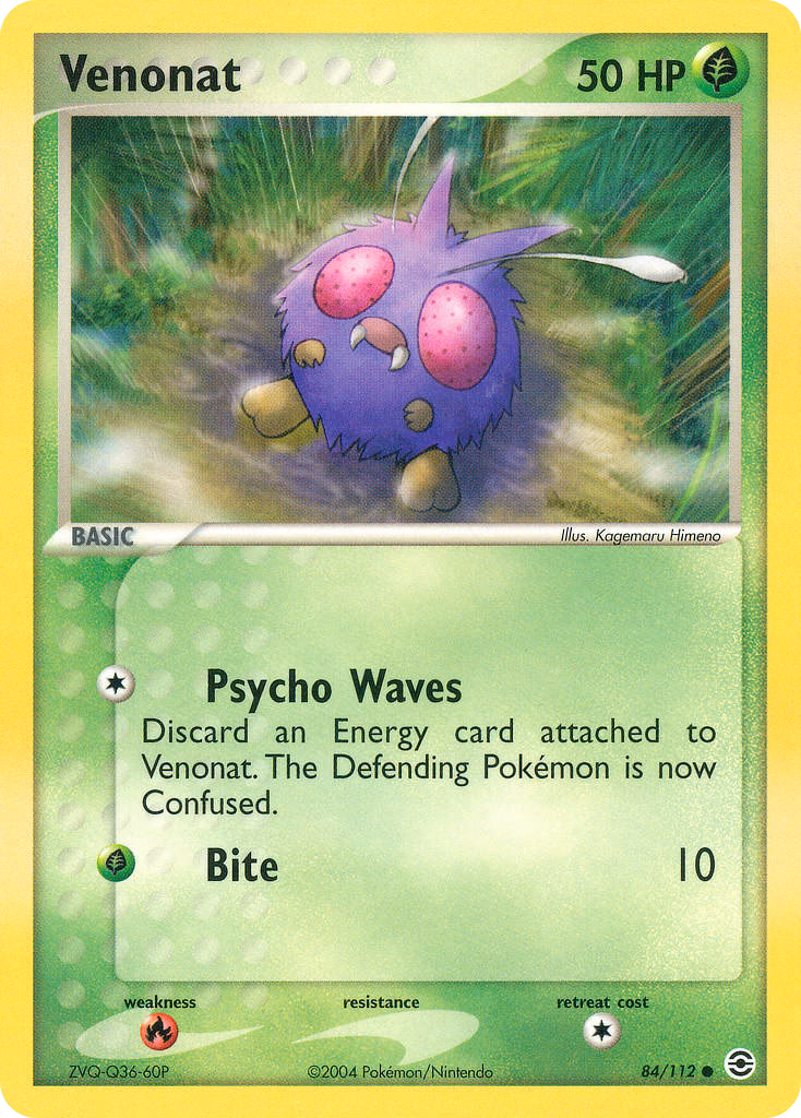 Venonat Pokemon card (84/112, FireRed & LeafGreen)