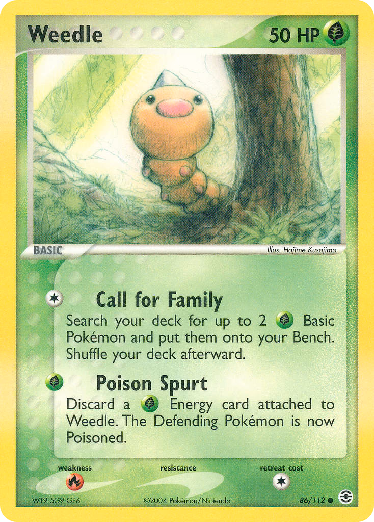 Weedle Pokemon card (86/112, FireRed & LeafGreen)