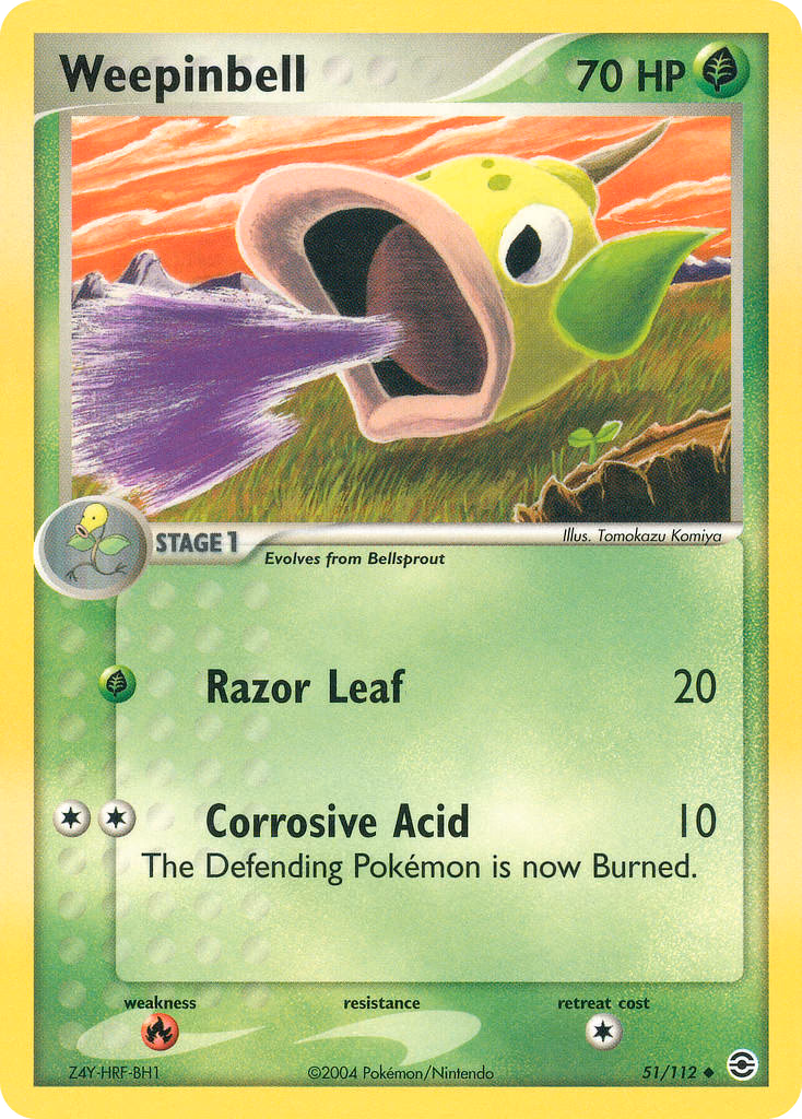 Weepinbell Pokemon card (51/112, FireRed & LeafGreen)