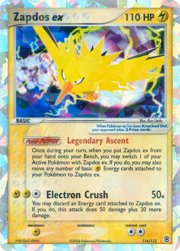 Zapdos ex Pokemon card (116/112, FireRed & LeafGreen)