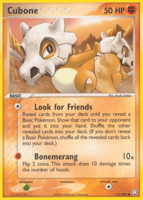 Cubone Pokemon card (51/109, Team Rocket Returns)