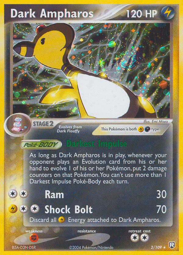 Dark Ampharos Pokemon card (2/109, Team Rocket Returns)