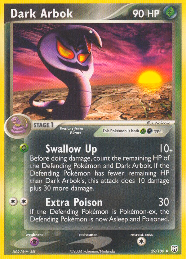 Dark Arbok Pokemon card (29/109, Team Rocket Returns)