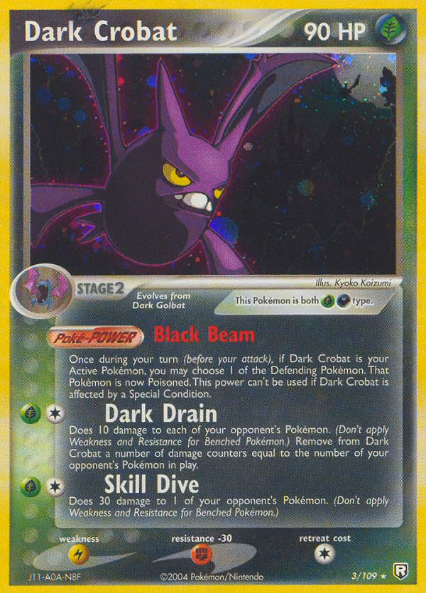 Dark Crobat Pokemon card (3/109, Team Rocket Returns)