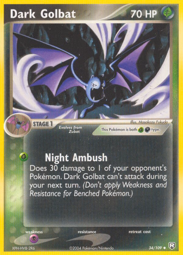 Dark Golbat Pokemon card (34/109, Team Rocket Returns)
