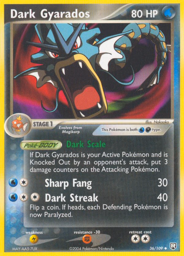 Dark Gyarados Pokemon card (36/109, Team Rocket Returns)