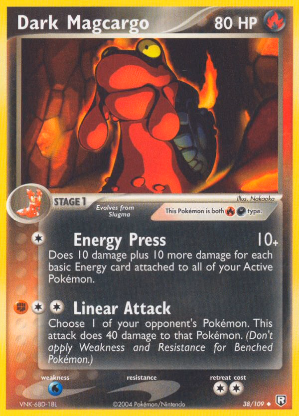 Dark Magcargo Pokemon card (38/109, Team Rocket Returns)