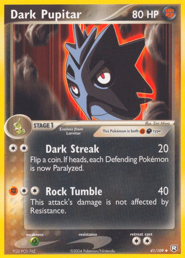 Dark Pupitar Pokemon card (41/109, Team Rocket Returns)