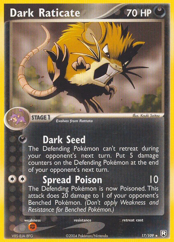 Dark Raticate Pokemon card (17/109, Team Rocket Returns)