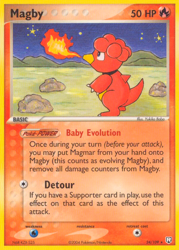 Magby Pokemon card (24/109, Team Rocket Returns)