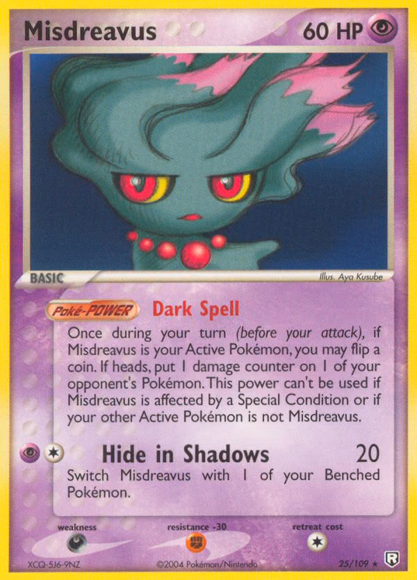 Misdreavus Pokemon card (25/109, Team Rocket Returns)