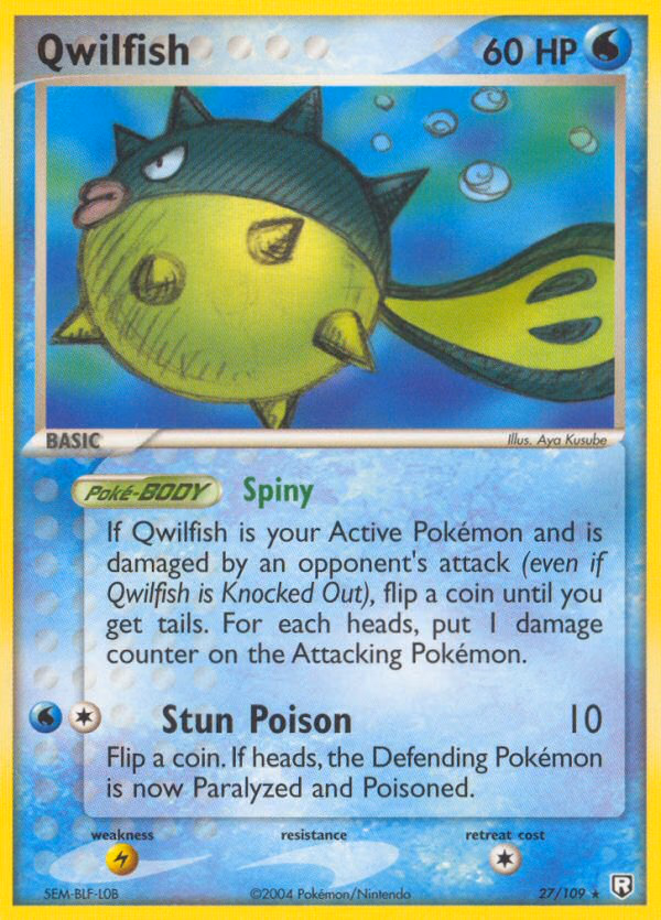 Qwilfish Pokemon card (27/109, Team Rocket Returns)