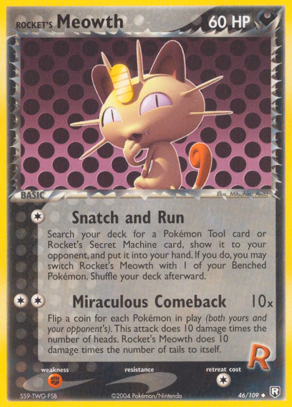Rocket's Meowth Pokemon card (46/109, Team Rocket Returns)