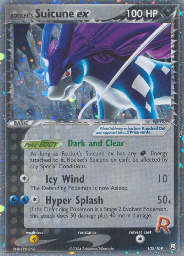 Rocket's Suicune ex Pokemon card (105/109, Team Rocket Returns)