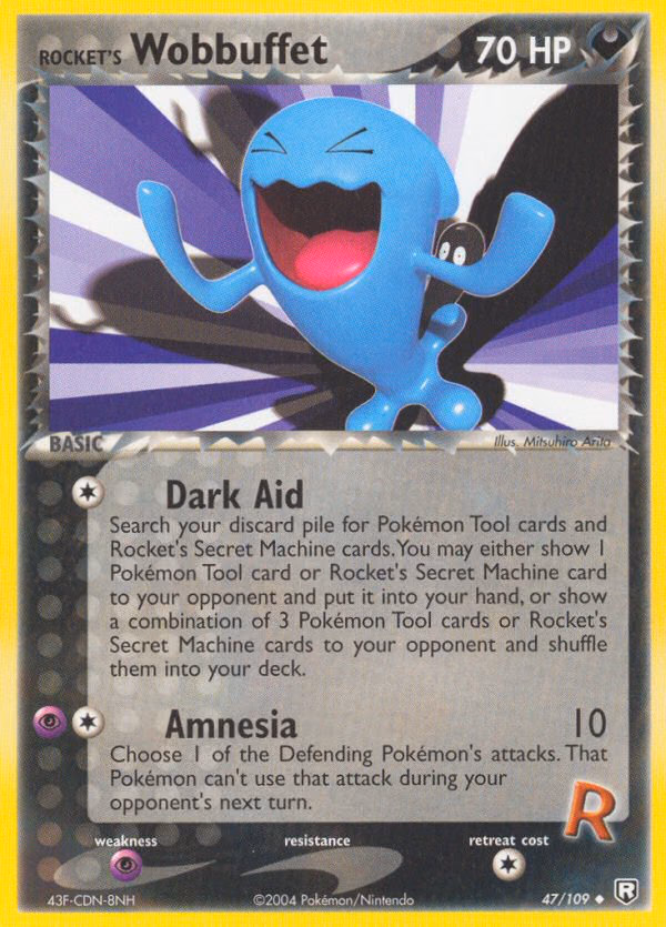 Rocket's Wobbuffet Pokemon card (47/109, Team Rocket Returns)
