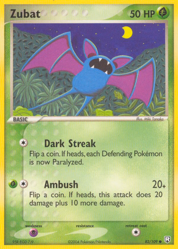 Zubat Pokemon card (82/109, Team Rocket Returns)