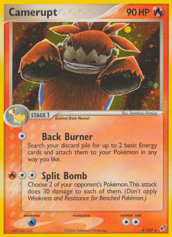 Camerupt Pokemon card (4/107, Deoxys)