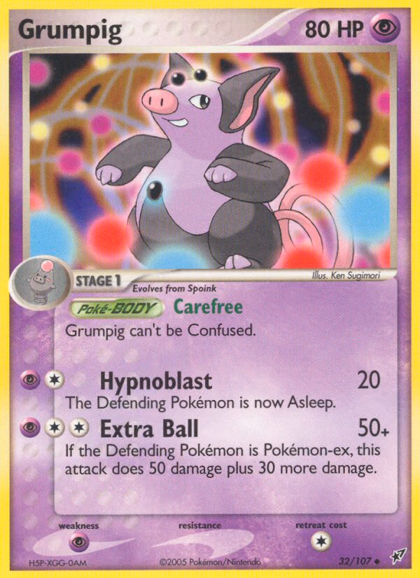 Grumpig Pokemon card (32/107, Deoxys)