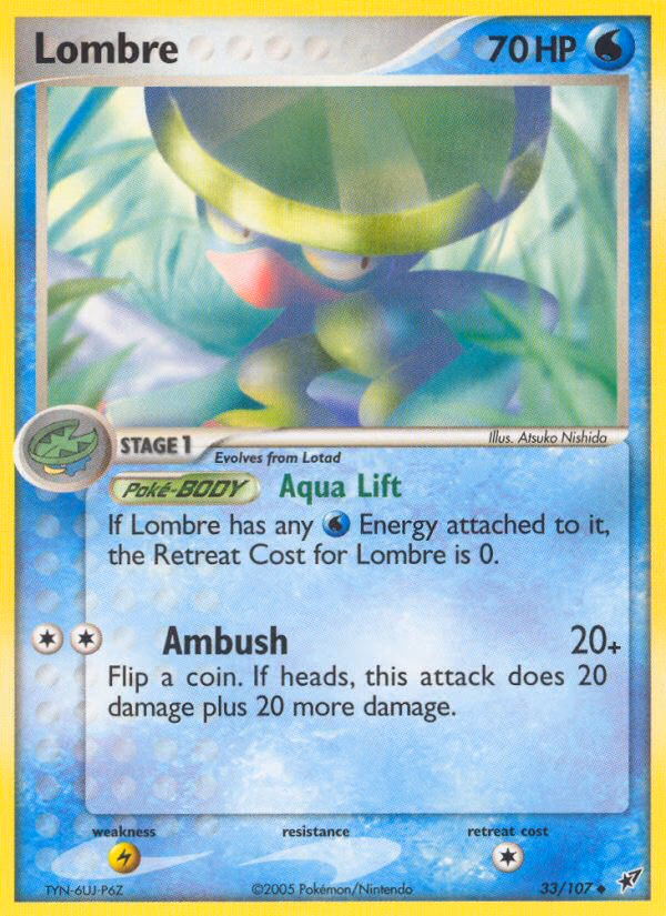 Lombre Pokemon card (33/107, Deoxys)