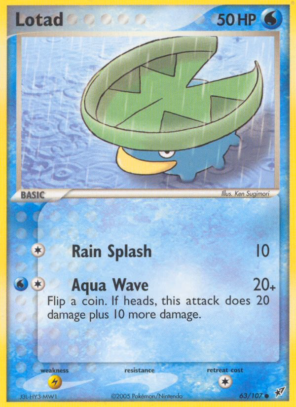 Lotad Pokemon card (63/107, Deoxys)